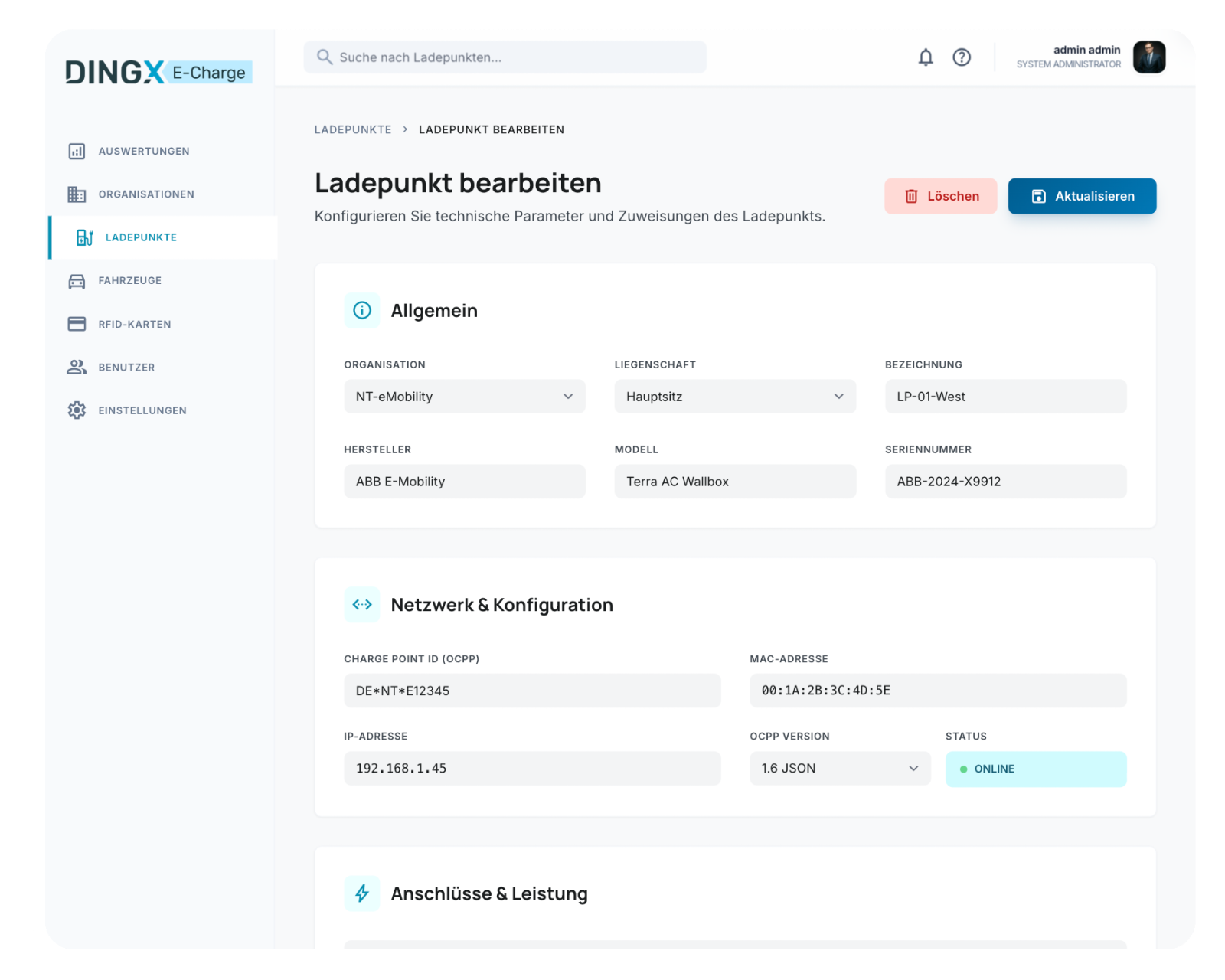 NORTH-TEC Backend — Bearbeitung